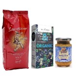 Кофе в зернах, горчица и спирулина